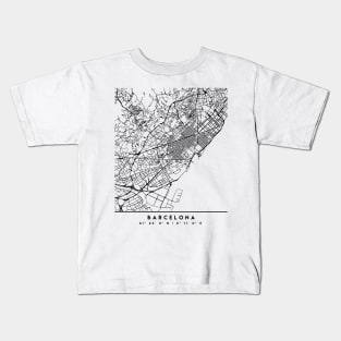 BARCELONA SPAIN BLACK CITY STREET MAP ART Kids T-Shirt